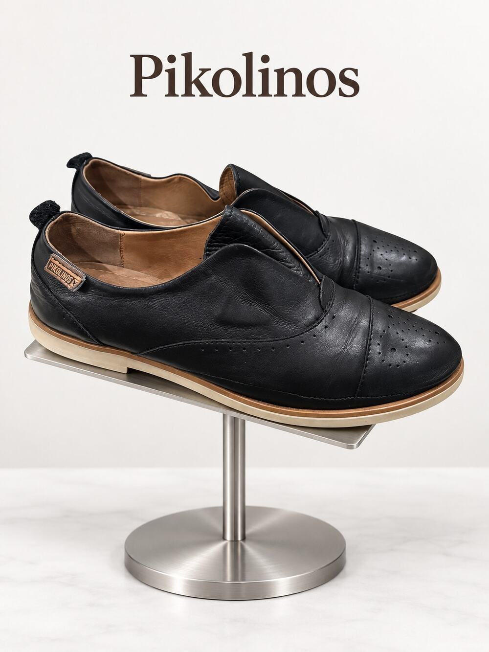 Pikolinos Pyrgos Black Leather Slip-On Oxford Loafers EU 37 US 6.5-7
